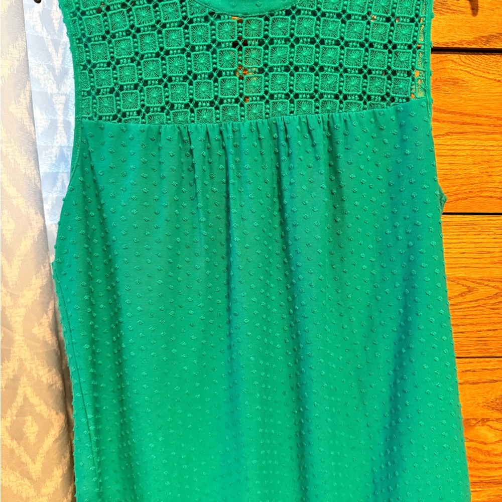 Daniel Rainn Green Crochet Yoke Tank